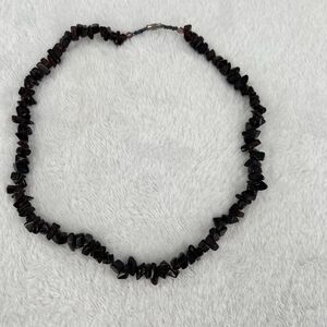VTG Bohemian red Garnet Necklace beads genuine Natural stone Choker 18”